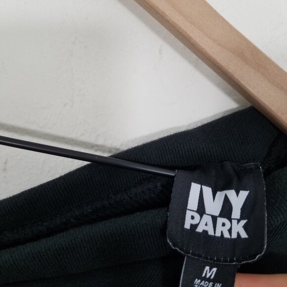 IVY PARK Cropped Sweatshirt Black Long Sleeve Top Size M - Picture 8 of 9